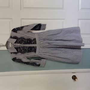 Eliza J lace and pinstripe shirtdress